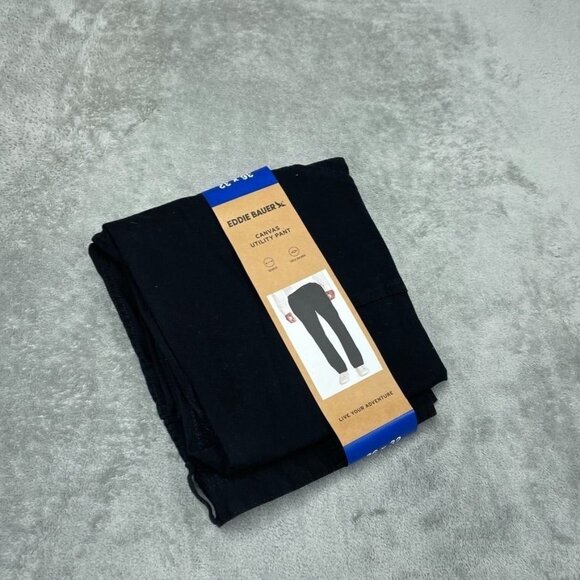 Eddie Bauer Canvas Utility Pants Stretch Durable Men 36x32 Black a0931 - Picture 1 of 6